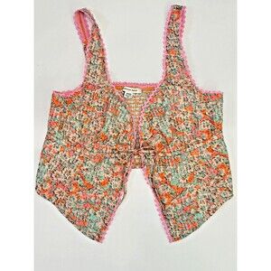 American Eagle Front Tie Crop Top Boho Coquette Festival Sz Medium